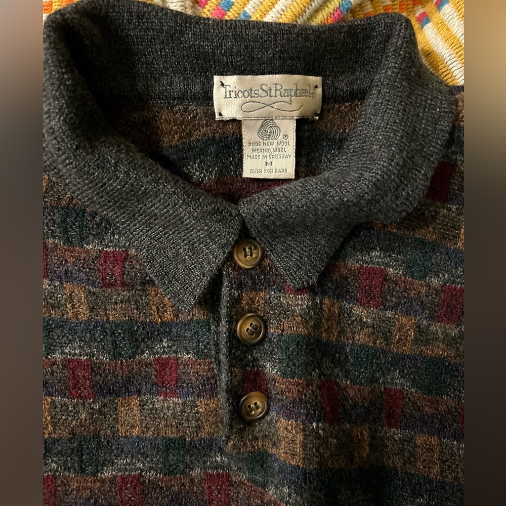 Vintage Tricots St Raphael Collared Merino Wool Sweater